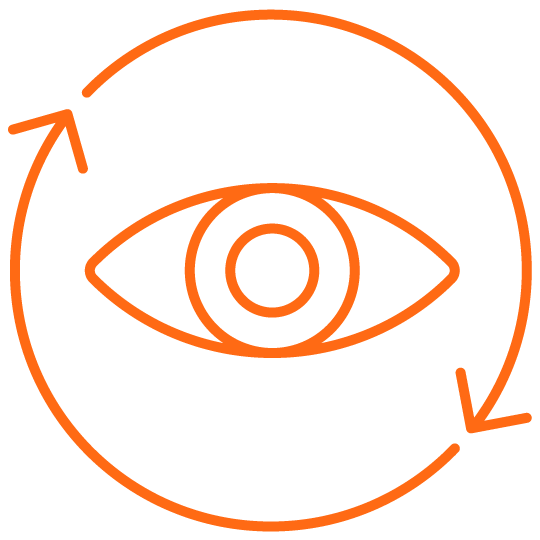 Icon representing complete end-to-end visibility in OT environments,