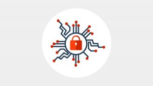 Endpoint security - lock surrounded by nodes